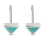 6pairs, Turquoise Triangle Silver Stud Earrings - e348